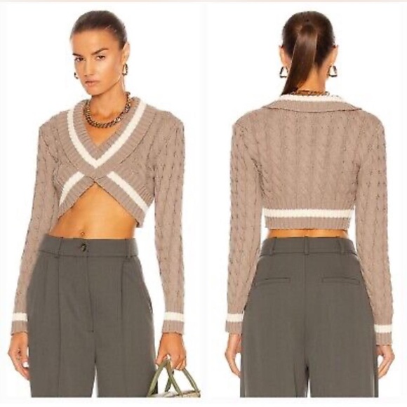 Dion Lee cropped cableknit varsity sweater - Picture 1 of 3